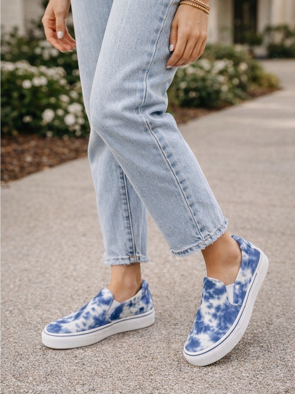 Steve Madden Blue Gills C Tie‑Dye Slip‑On Sneakers – Casual Canvas Coastal Beach